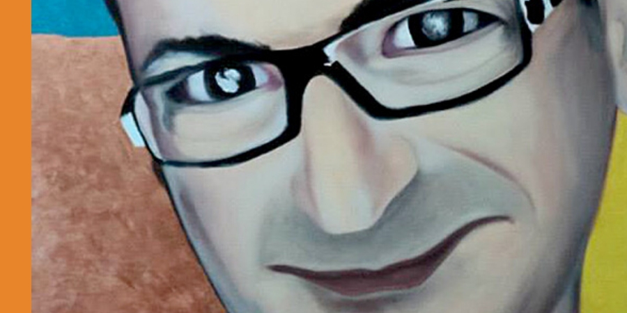 Autorretrato. Pintura em acrílico sobre tela (Detalhe). Acervo do artista.